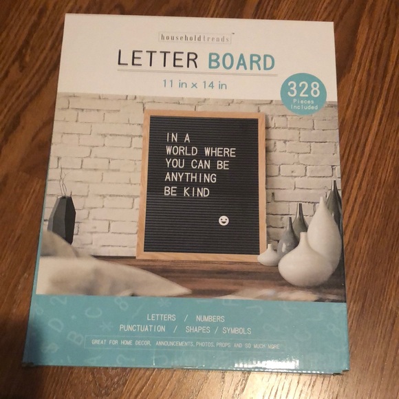 HOUSEHOLD TRENDS Other - BRAND NEW LETTER BOARD 11 in x 14 in! IT INCLUDES 328 PIECES! SMOKE FREE HOME!